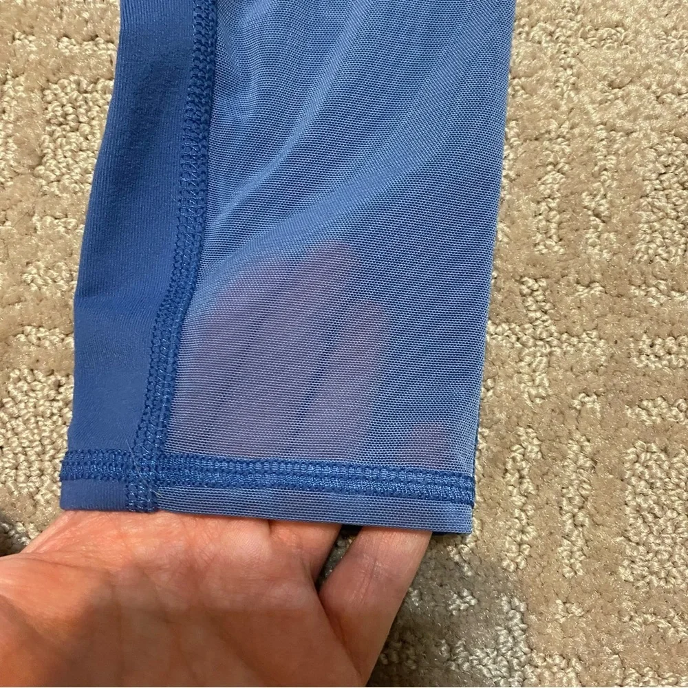 {ALO Yoga} Blue Athletic Yoga Leggings With Mesh Panels~ Size XS-S